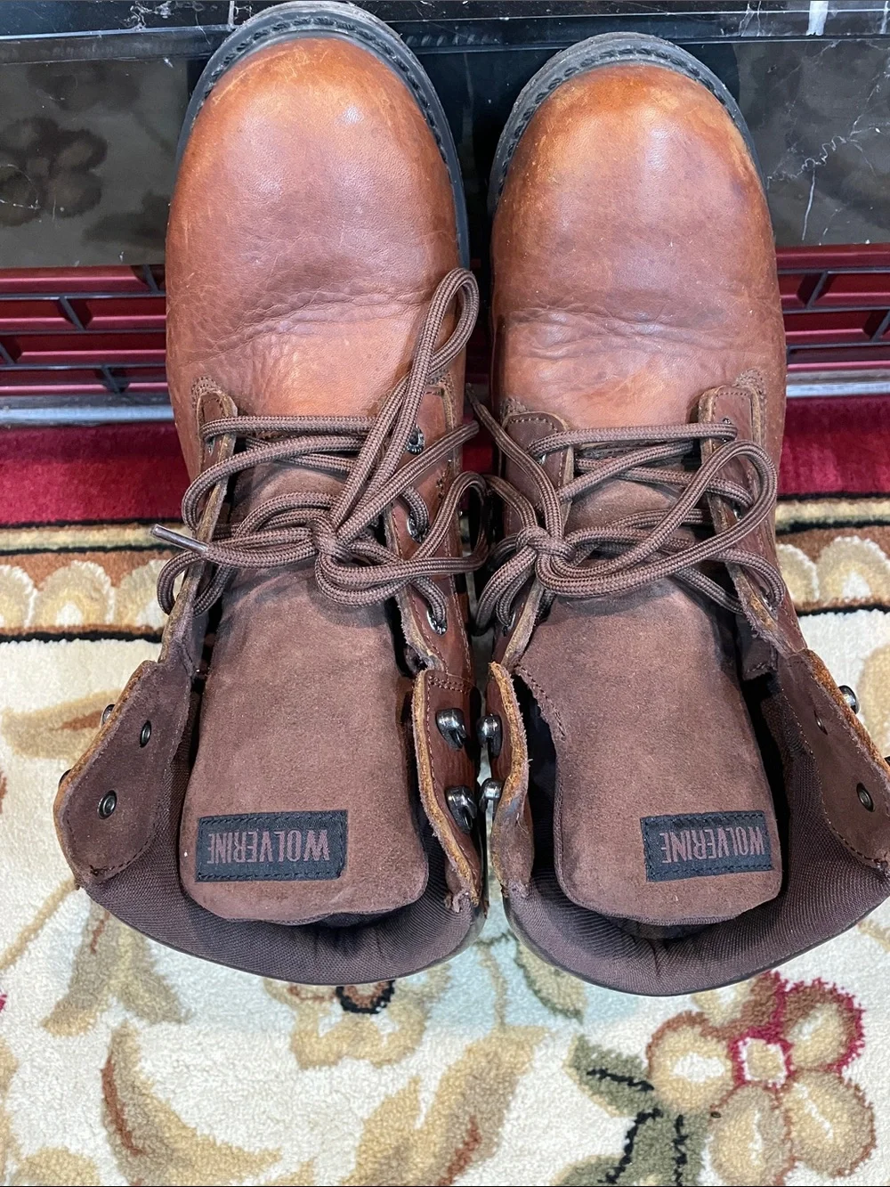 Wolverine Brown Leather Lace-Up Work Boots